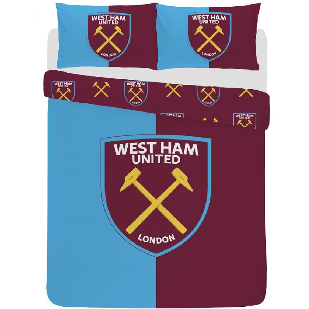 Premier League | West Ham FC Claret Double/Queen Bed Panel Quilt Cover Set | Little Gecko