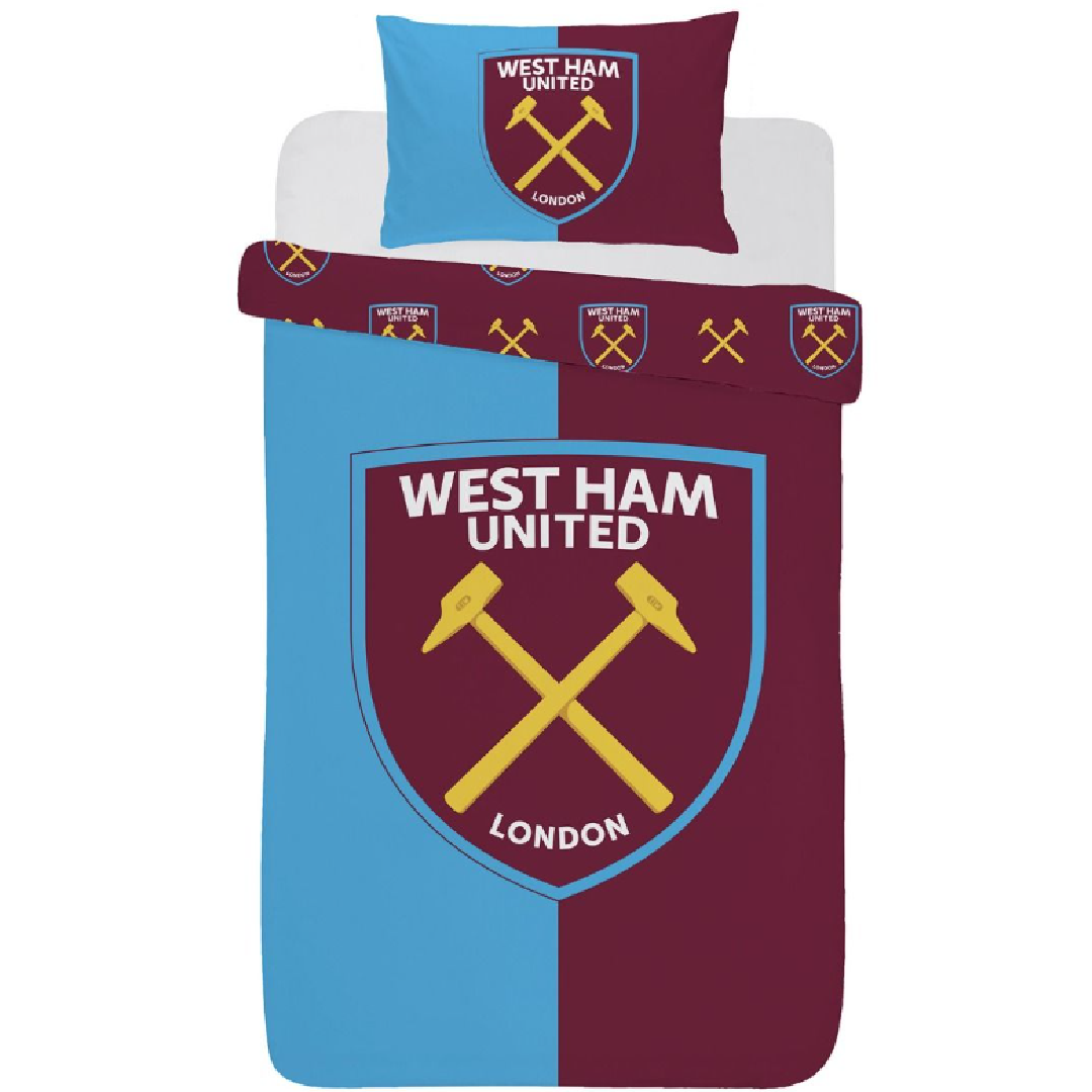 Premier League | West Ham FC Claret Single Bed Quilt Cover Set | Little Gecko