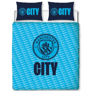 Premier League | Manchester City FC Crest Double/Queen Bed Panel Quilt Cover Set | Little Gecko