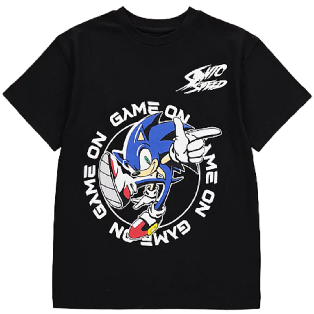 Sonic The Hedgehog | Black Game On T-Shirt | Little Gecko