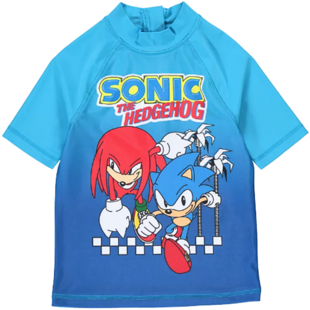 Sonic The Hedgehog | Blue Rashie Swim Top | Little Gecko