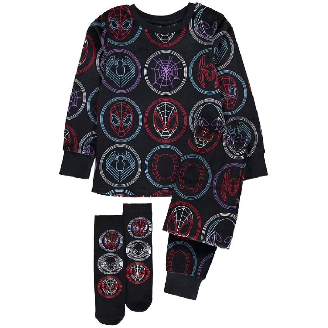Spiderman | Velour Pyjamas & Socks Set | Little Gecko