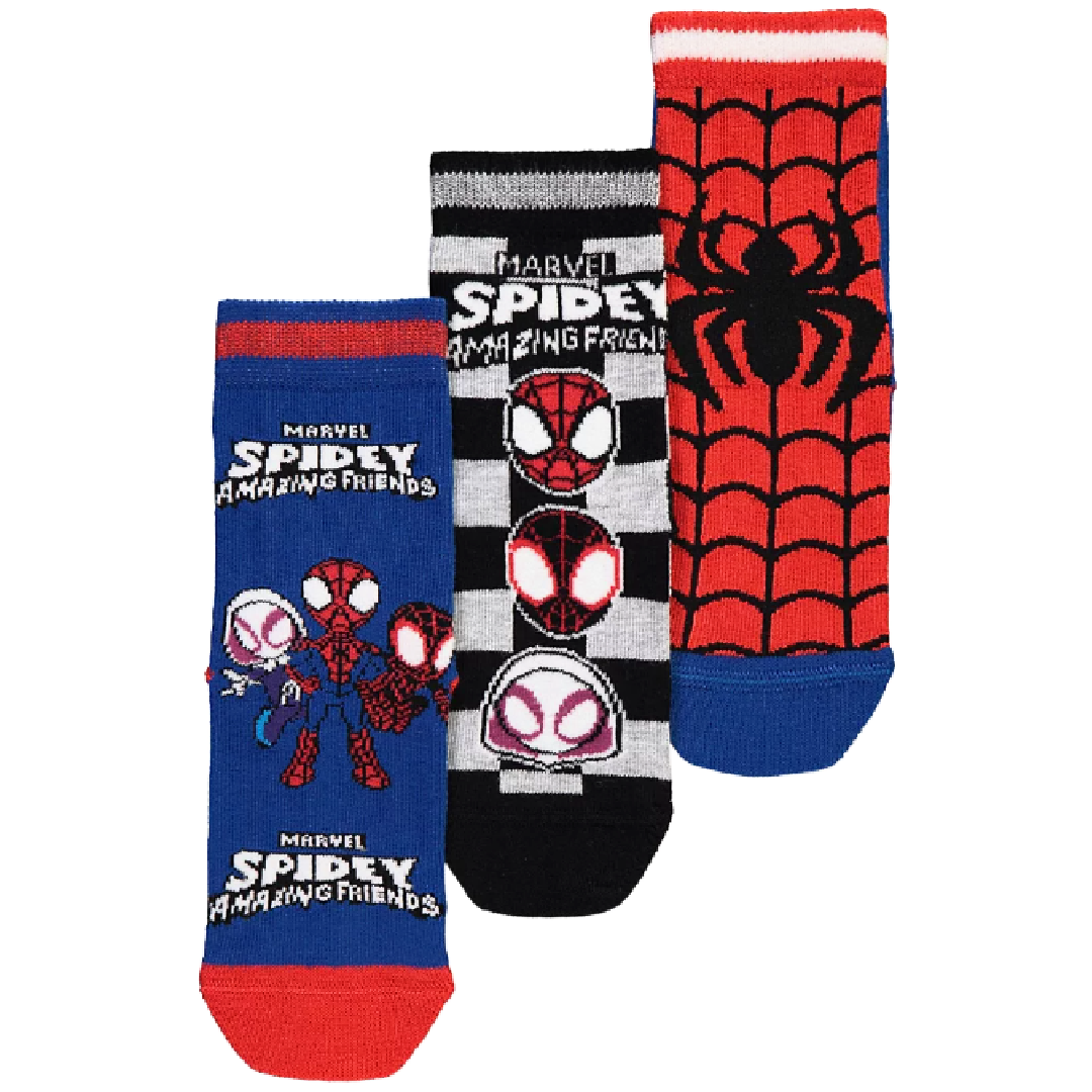 Spiderman | 3 Pack Crew Socks | Little Gecko
