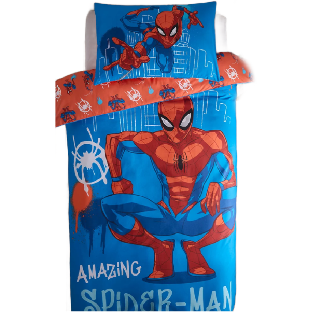 Spiderman | Single Bed Quilt Cover Set - Red/Blue | Little Gecko