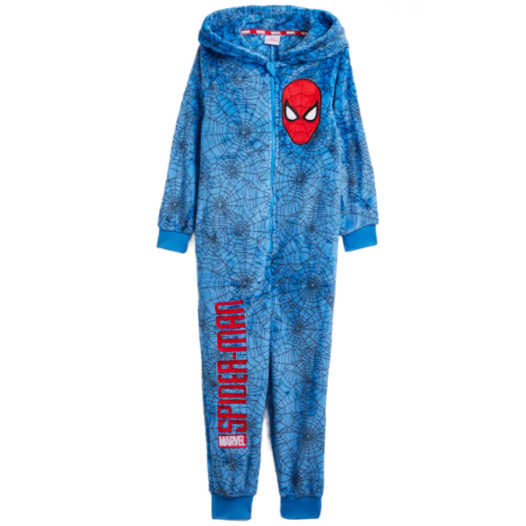 Spiderman | Blue Velour All-In-One | Little Gecko