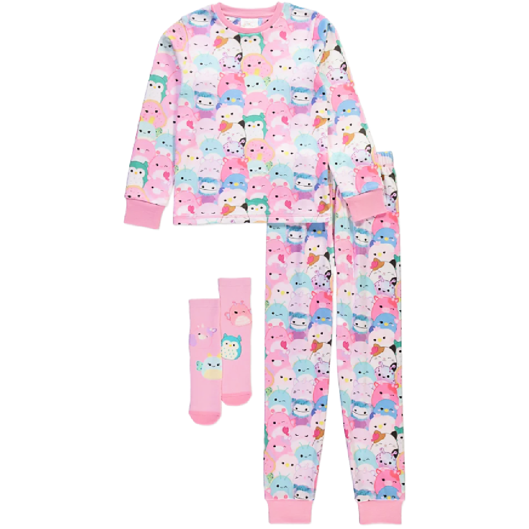Squishmallows | Pink Long Pyjamas & Socks Set | Little Gecko
