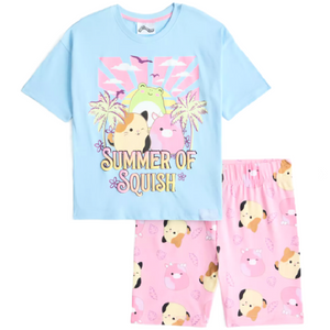 Squishmallows | Blue/Pink Shortie Pyjamas | Little Gecko
