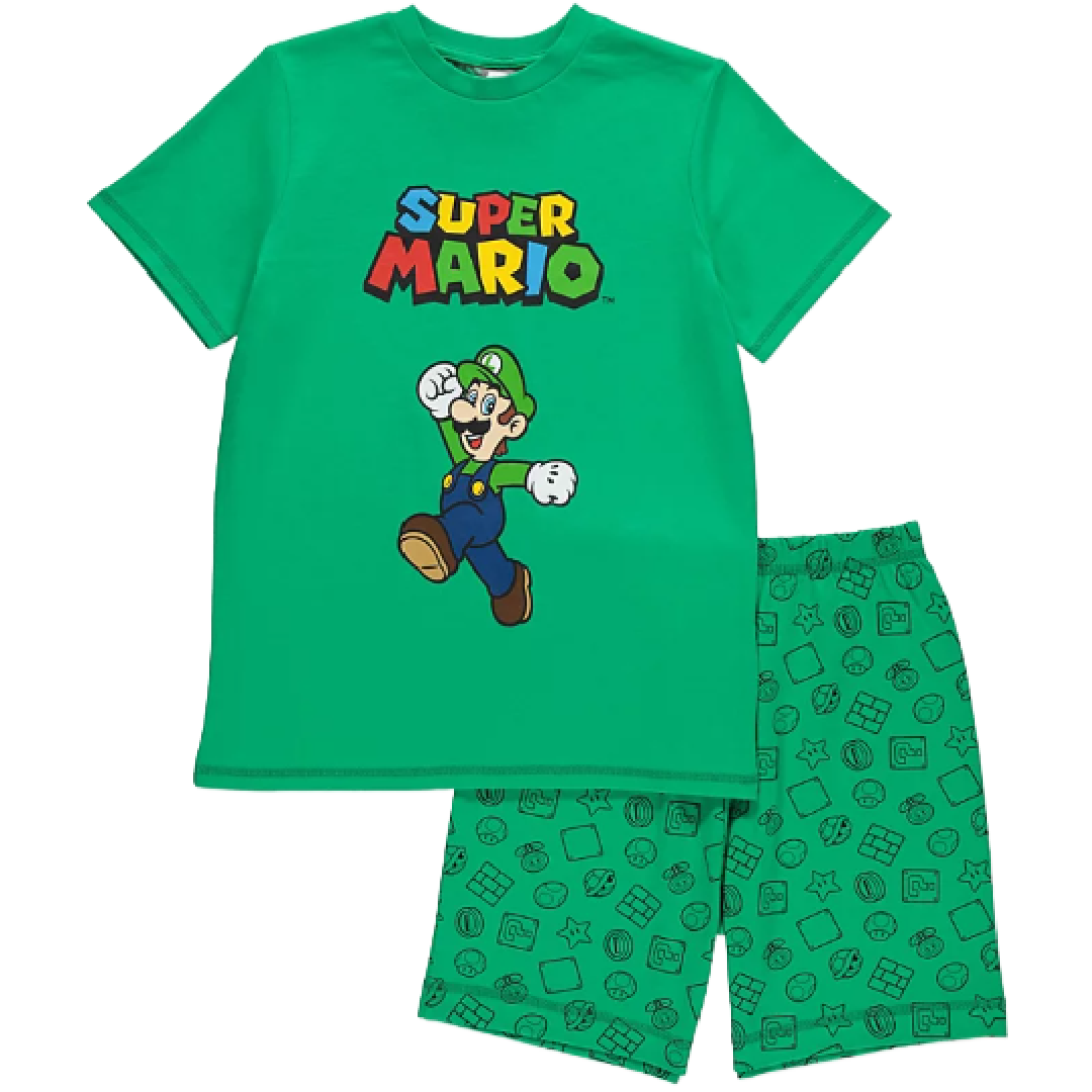 SUPER MARIO Green Luigi Shortie Pyjama Set