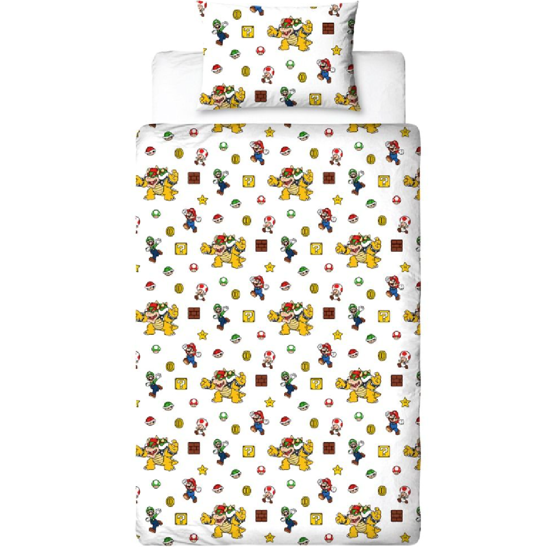 Super Mario | Blackened Single Bed Quilt Cover Set | Little Gecko