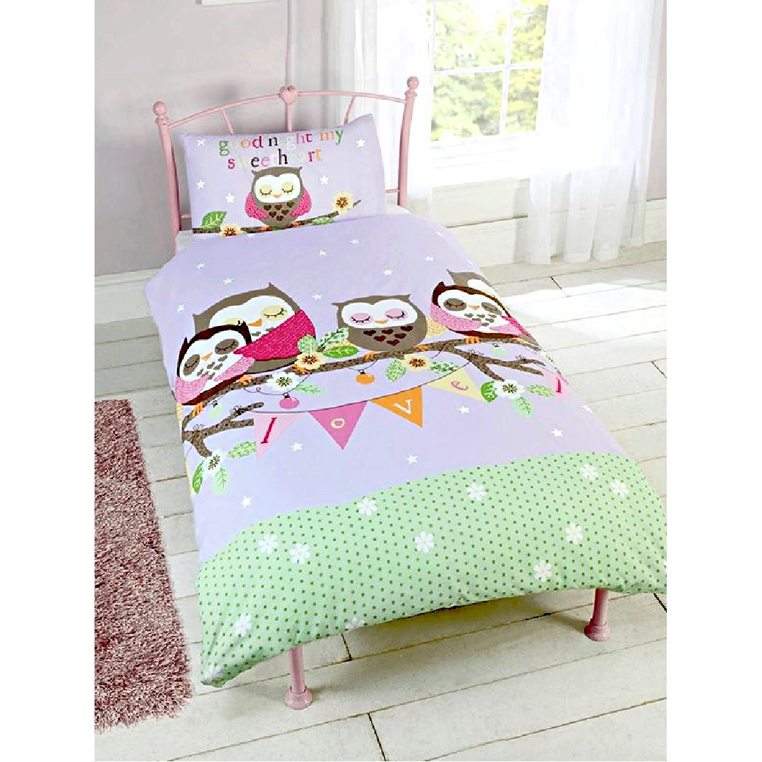 Sweet Owls | Single Bed Quilt Cover Set | Little Gecko
