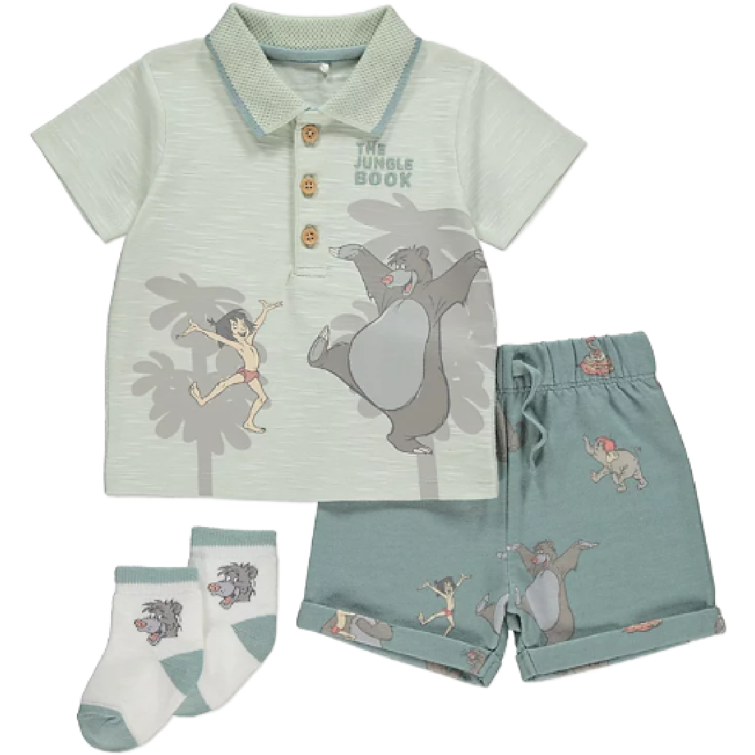 THE JUNGLE BOOK Polo Top, Shorts & Socks Set