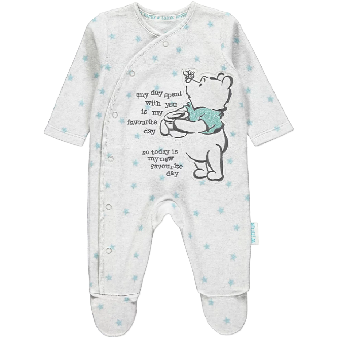 Winnie The Pooh | Grey Fleece Sleepsuit | Little Gecko
