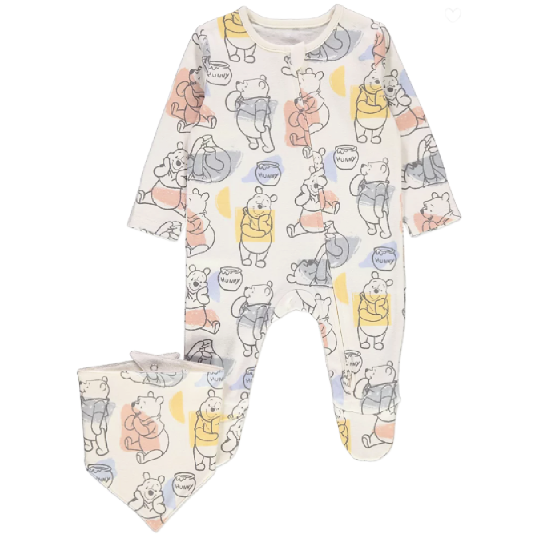 Winnie The Pooh | Sleepsuit & Bib Set | Little Gecko