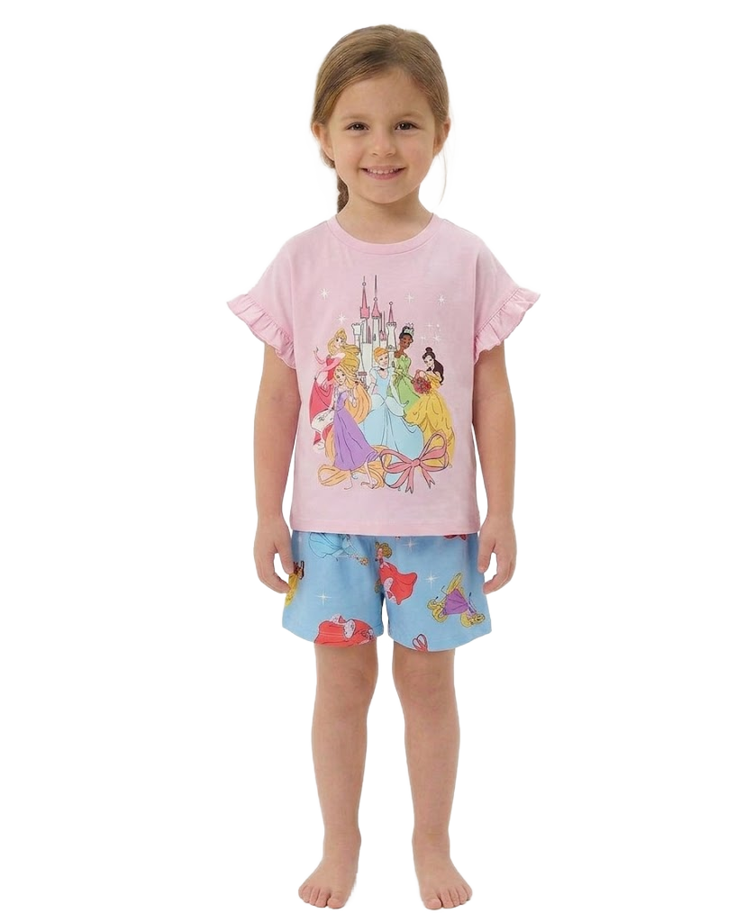 DISNEY PRINCESS Pink Frill Sleeve Shortie Pyjama Set