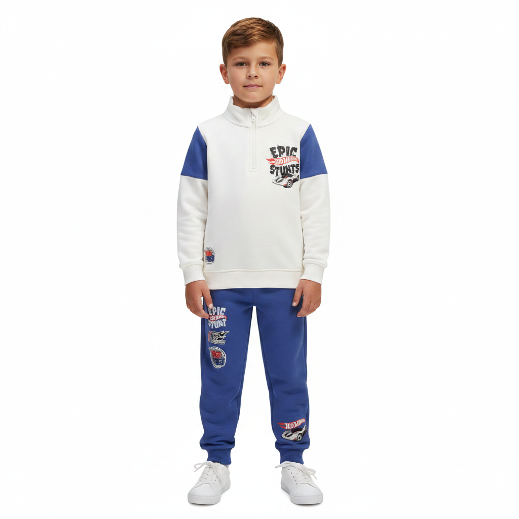 HOT WHEELS Blue/White Sweatshirt & Trackpants Set