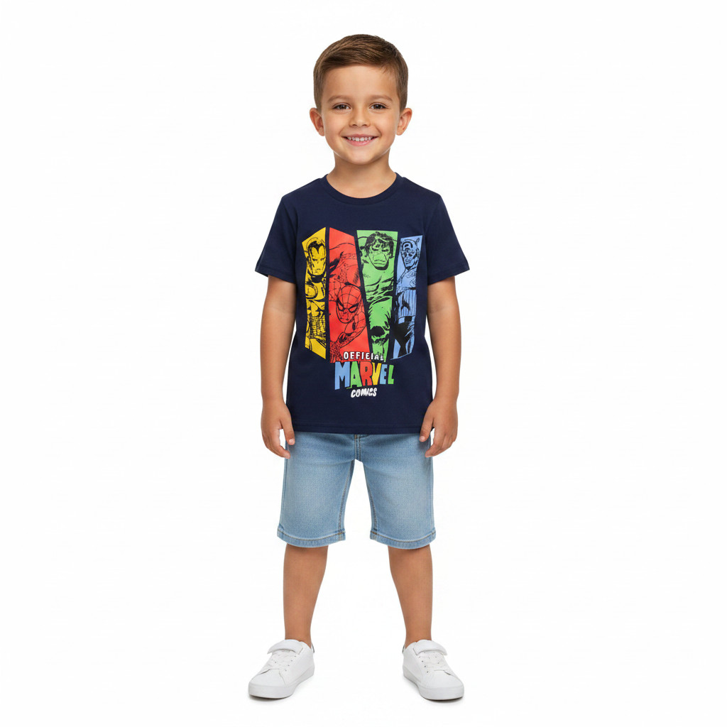 Marvel Comics | Navy Panels T-Shirt | Little Gecko