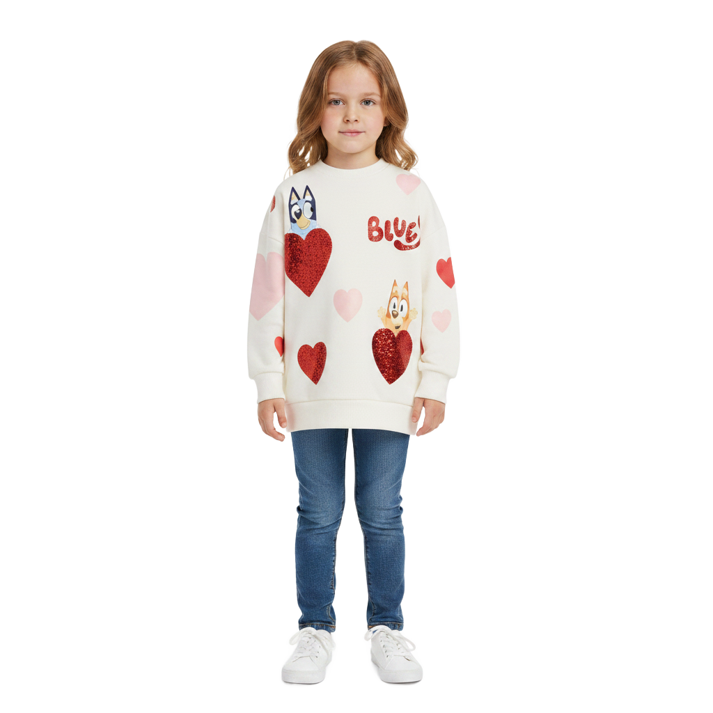 BLUEY Cream Heart Sweatshirt