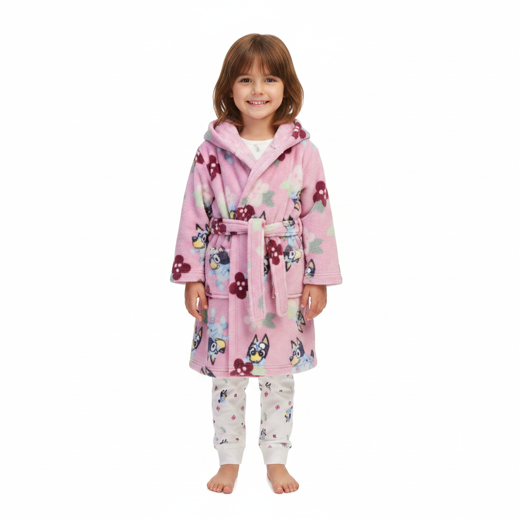 BLUEY Pink Dressing Gown & Pyjama Set