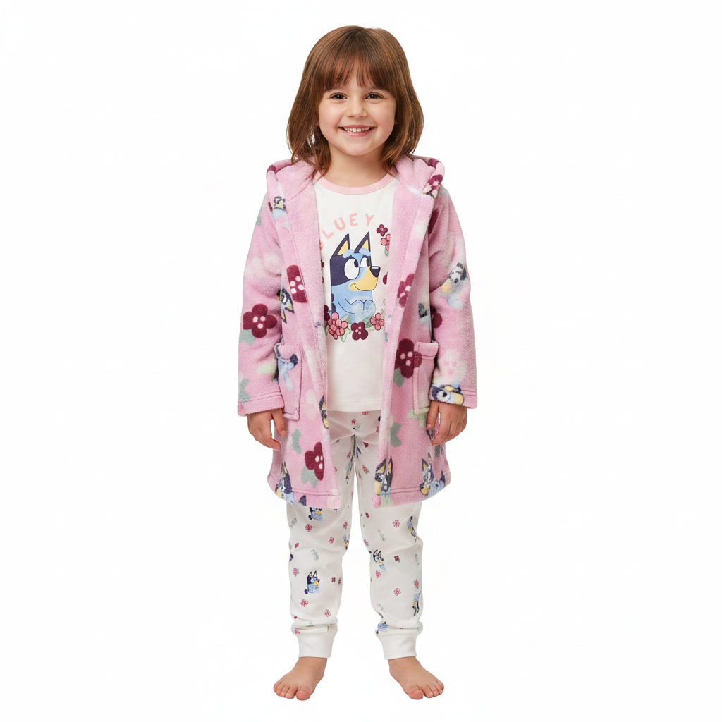 BLUEY Pink Dressing Gown & Pyjama Set