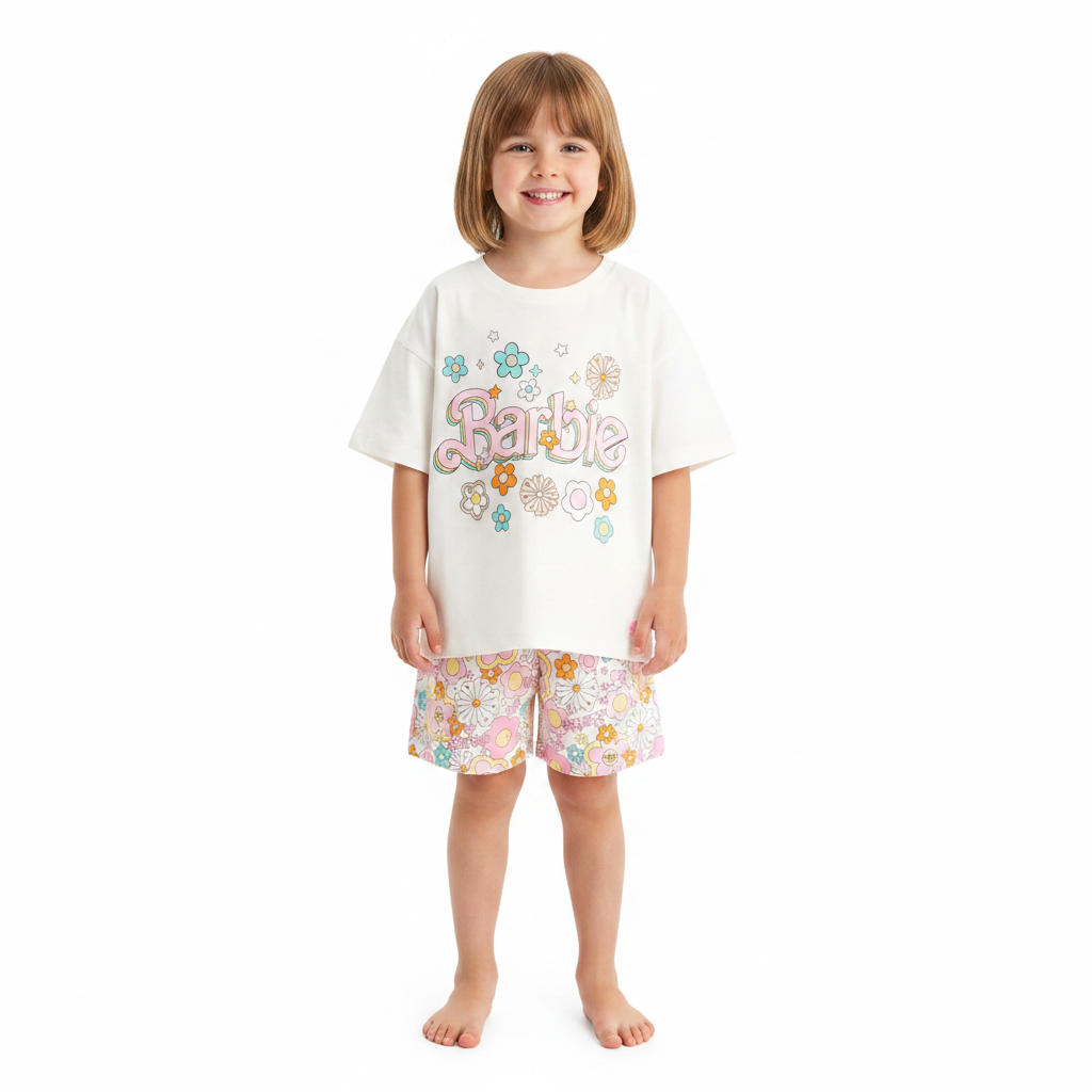 Barbie | Floral Shortie Pyjamas | Little Gecko