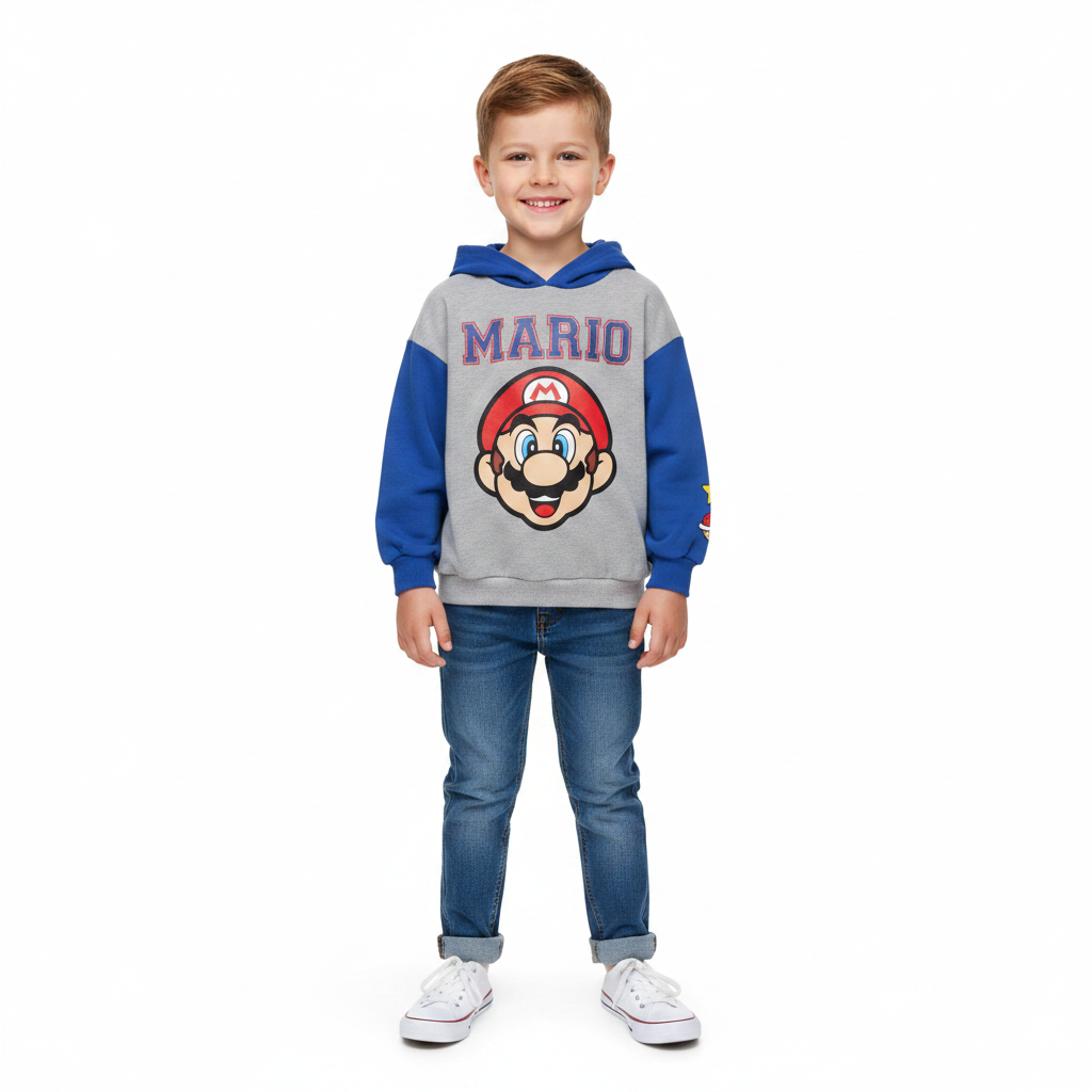 Super Mario | Blue/Grey Hoodie | Little Gecko