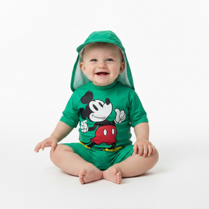 MICKEY MOUSE Green Sunsuit & Hat Set