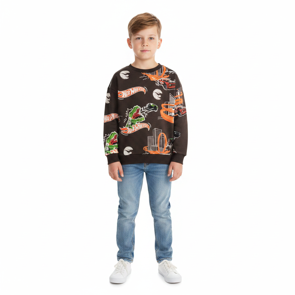 Hot Wheels | All Over Print Sweatshirt | Little Gecko