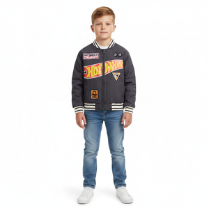 HOT WHEELS Charcoal Padded Bomber Jacket