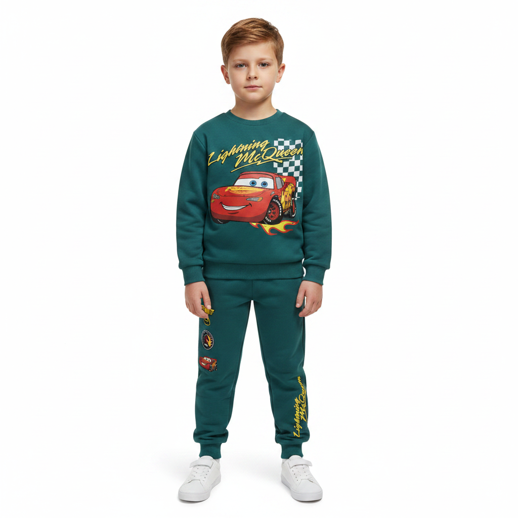 Disney Cars | Green Sweatshirt & Trackpants Set | Little Gecko
