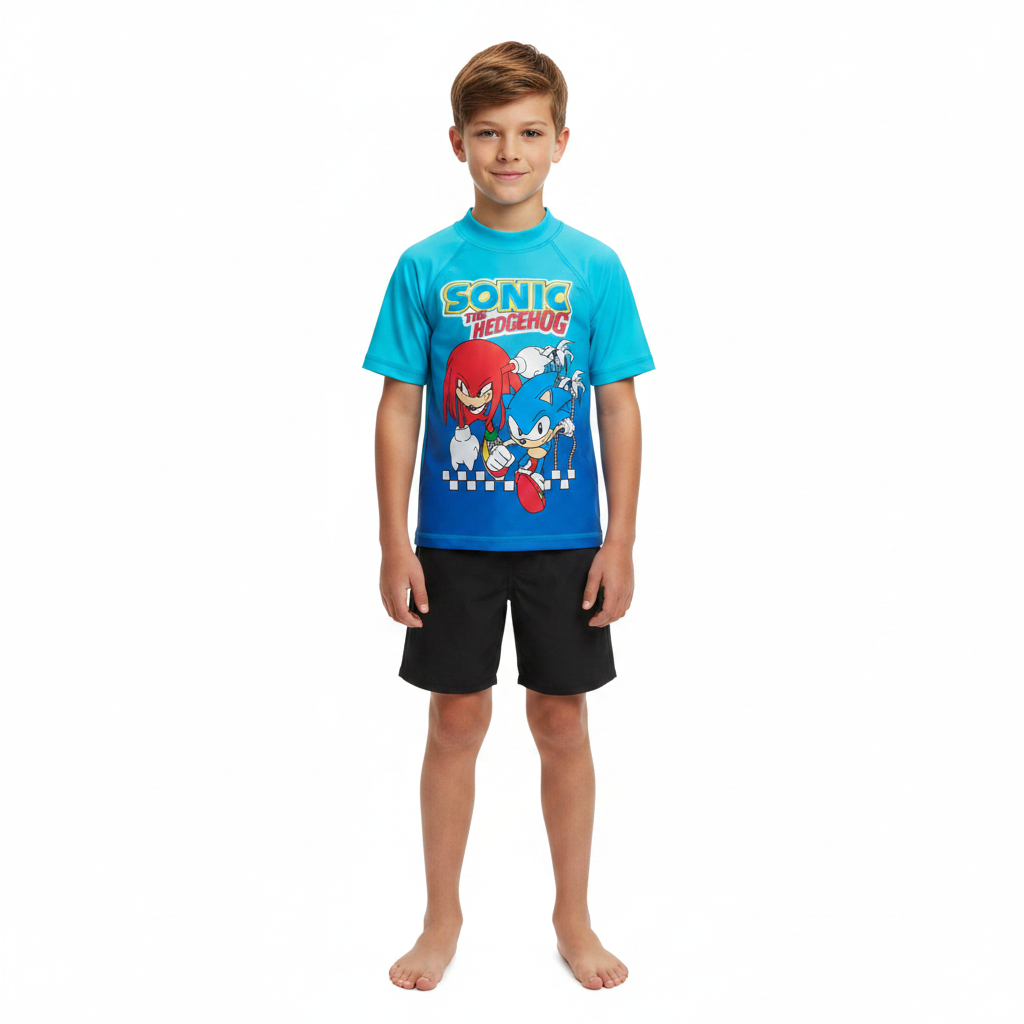Sonic The Hedgehog | Blue Rashie Swim Top | Little Gecko
