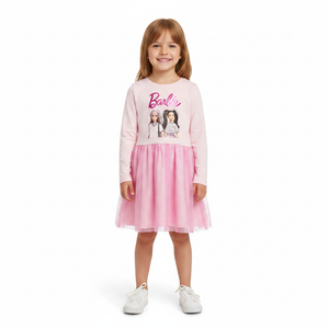 BARBIE Pink Tulle Long Sleeve Dress