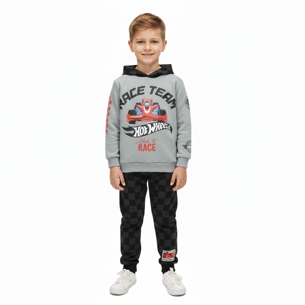 HOT WHEELS Grey Hooded Sweatshirt & Trackpants Set