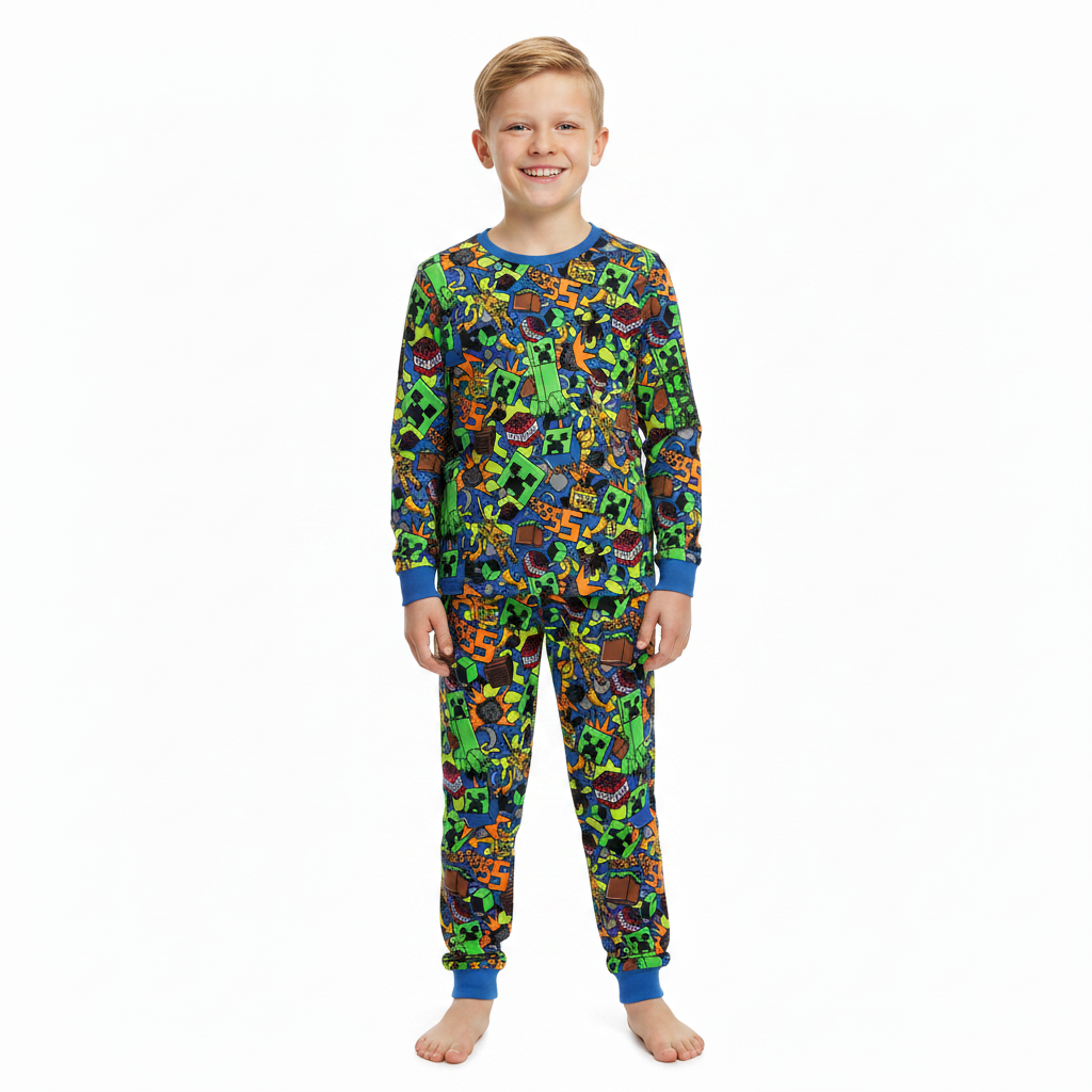 Minecraft | Green Long Pyjamas | Little Gecko