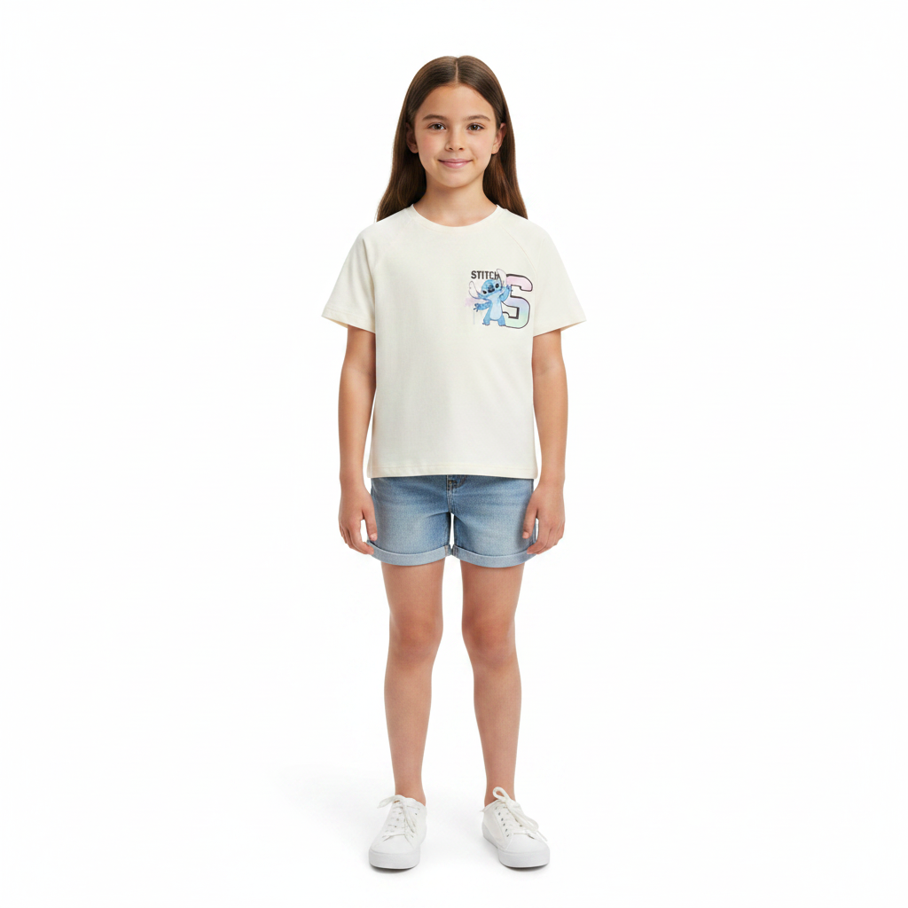 Lilo & Stitch | Cream Short Sleeve T-Shirt | Little Gecko