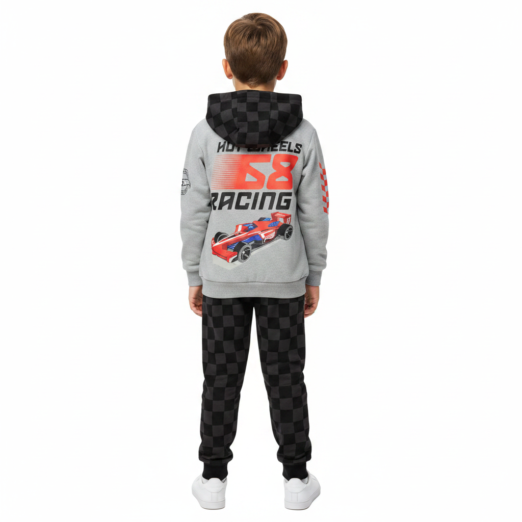 HOT WHEELS Grey Hooded Sweatshirt & Trackpants Set