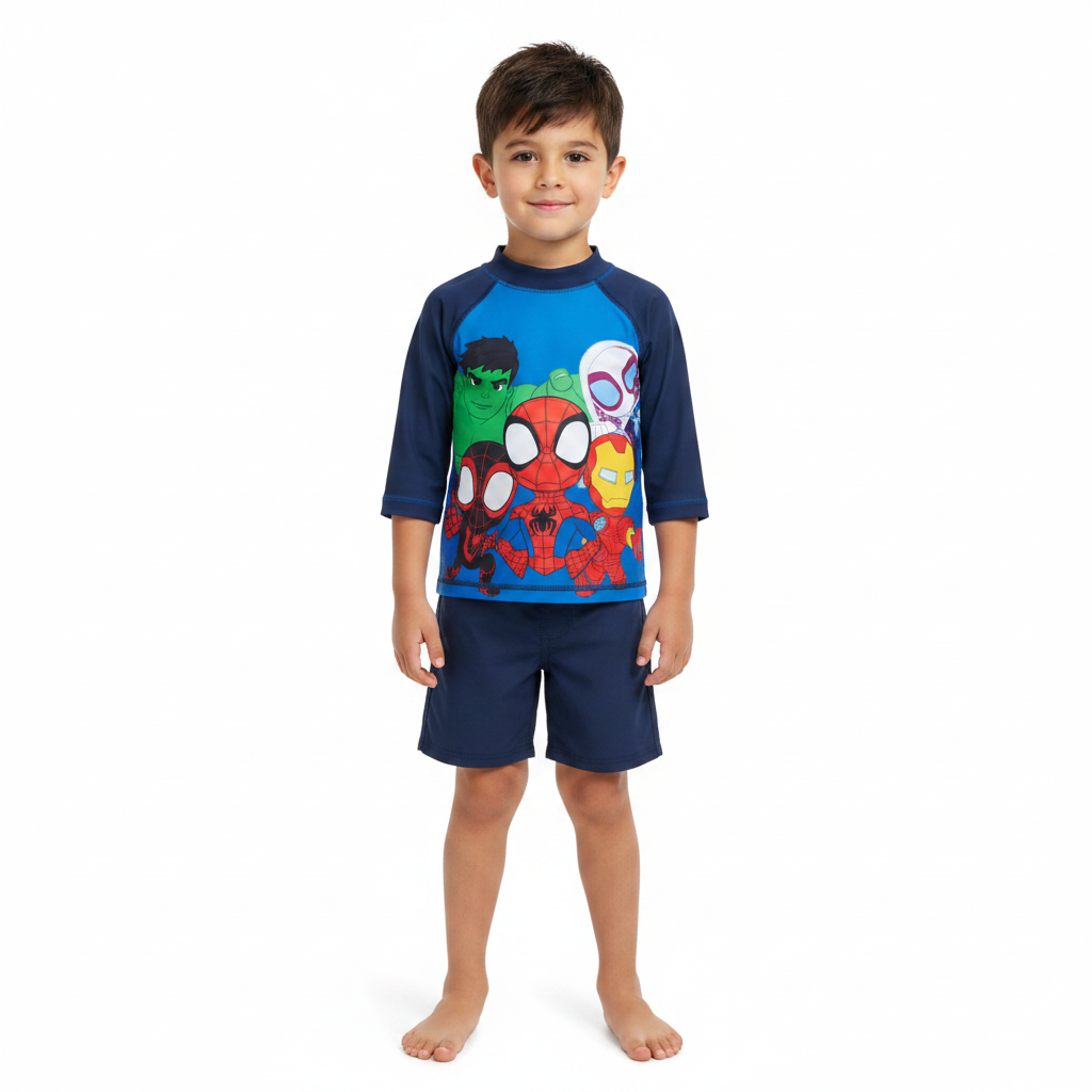 Marvel Comics | Navy Rashie Swim Top | Little Gecko