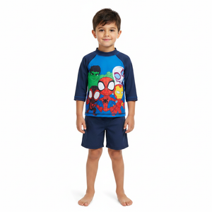 MARVEL COMICS Navy Rashie Swim Top