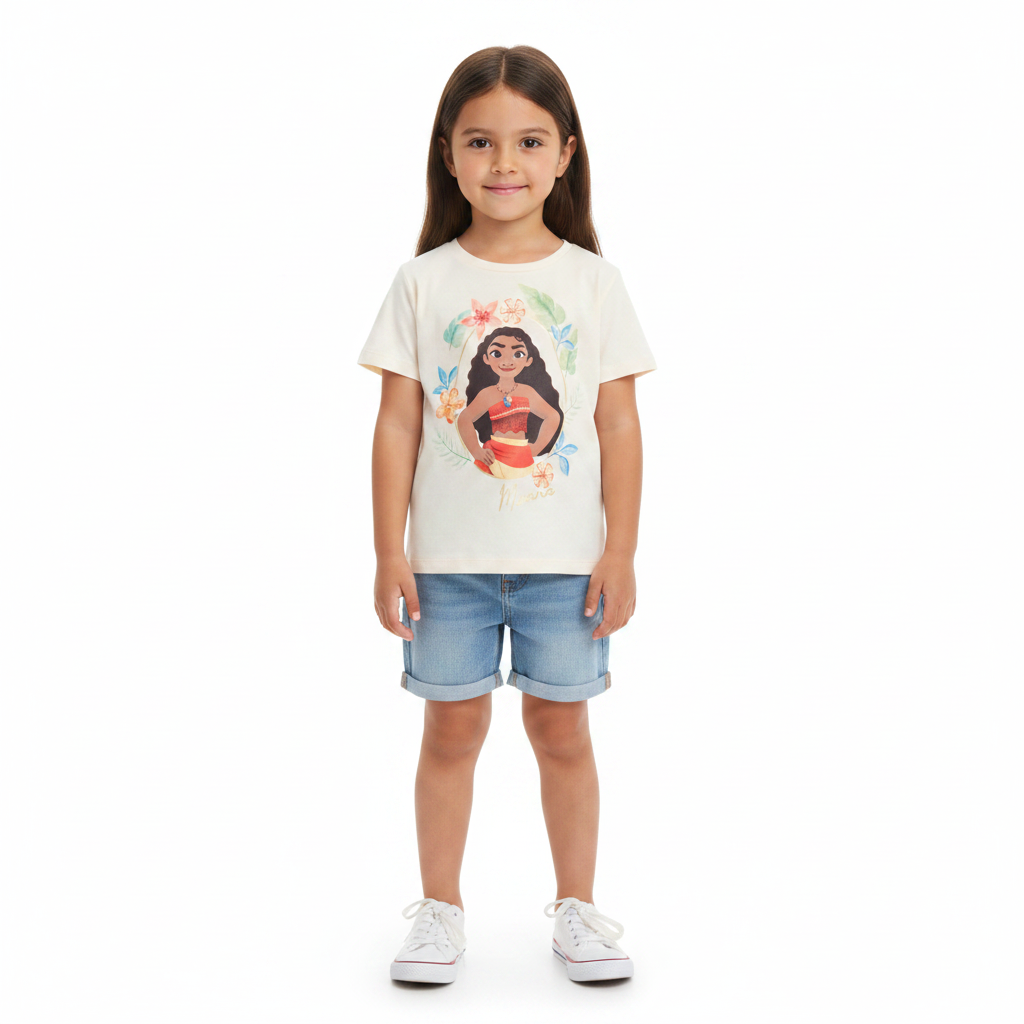 Moana | Cream T-Shirt | Little Gecko