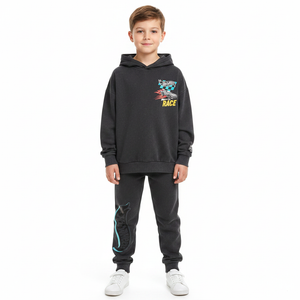 HOT WHEELS Charcoal Hooded Sweatshirt & Trackpants Set