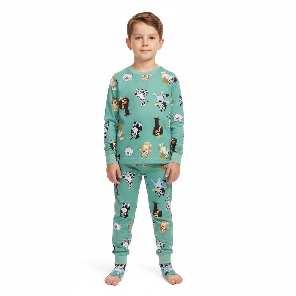 BLUEY Green Velour Pyjama & Sock Set