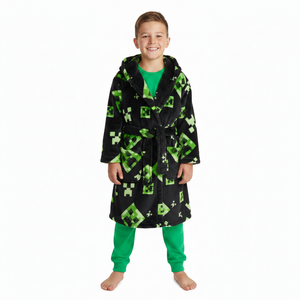 MINECRAFT Black Fleece Dressing Gown