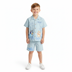 BLUEY Blue Short Sleeve Shirt & Shorts Set