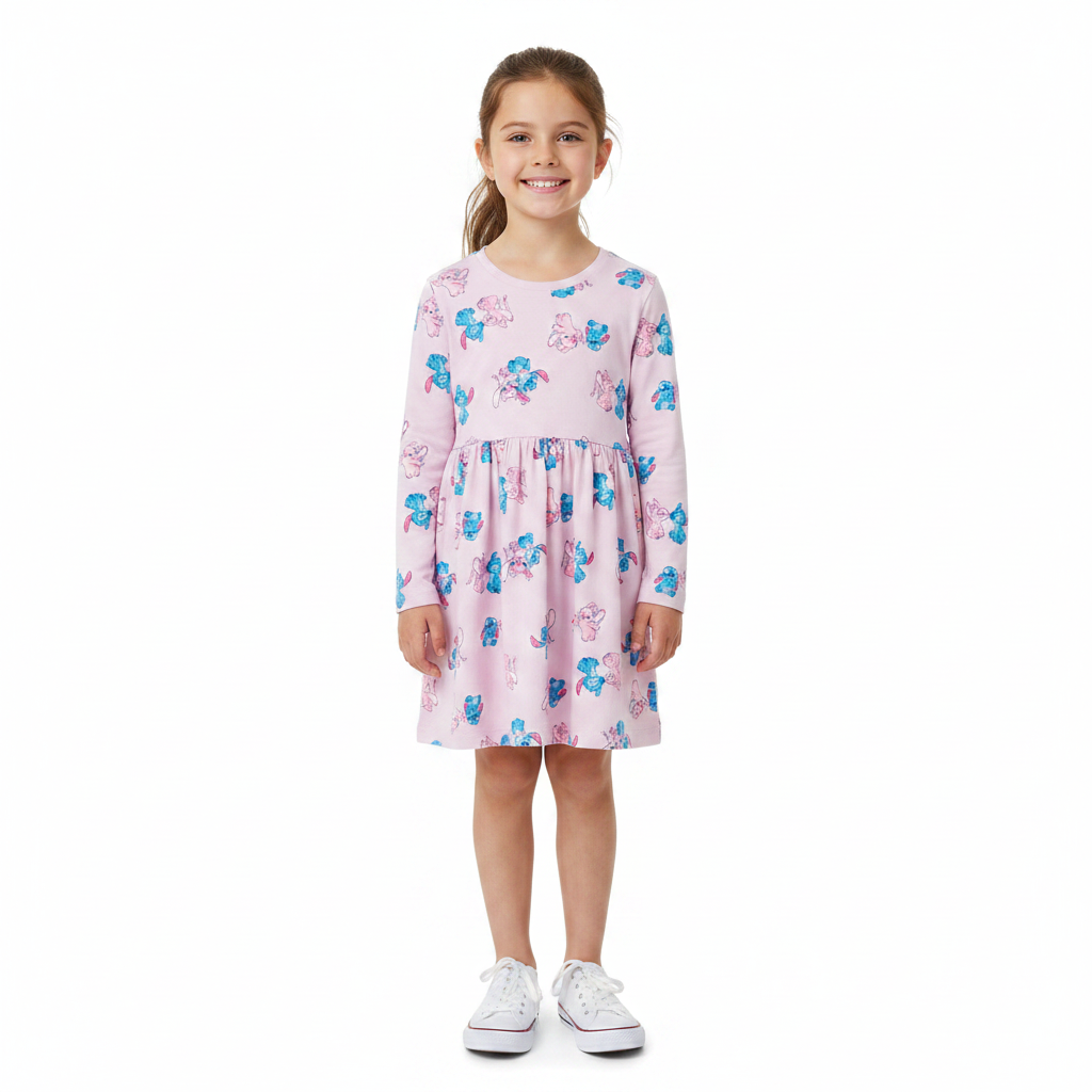 Lilo & Stitch | Lilac All Over Print Dress | Little Gecko