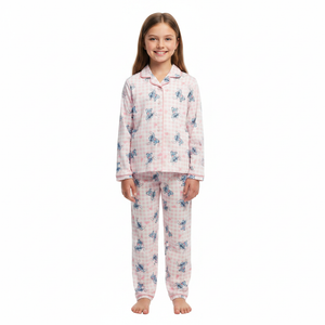 LILO & STITCH Pink Check Button Up Pyjama Set