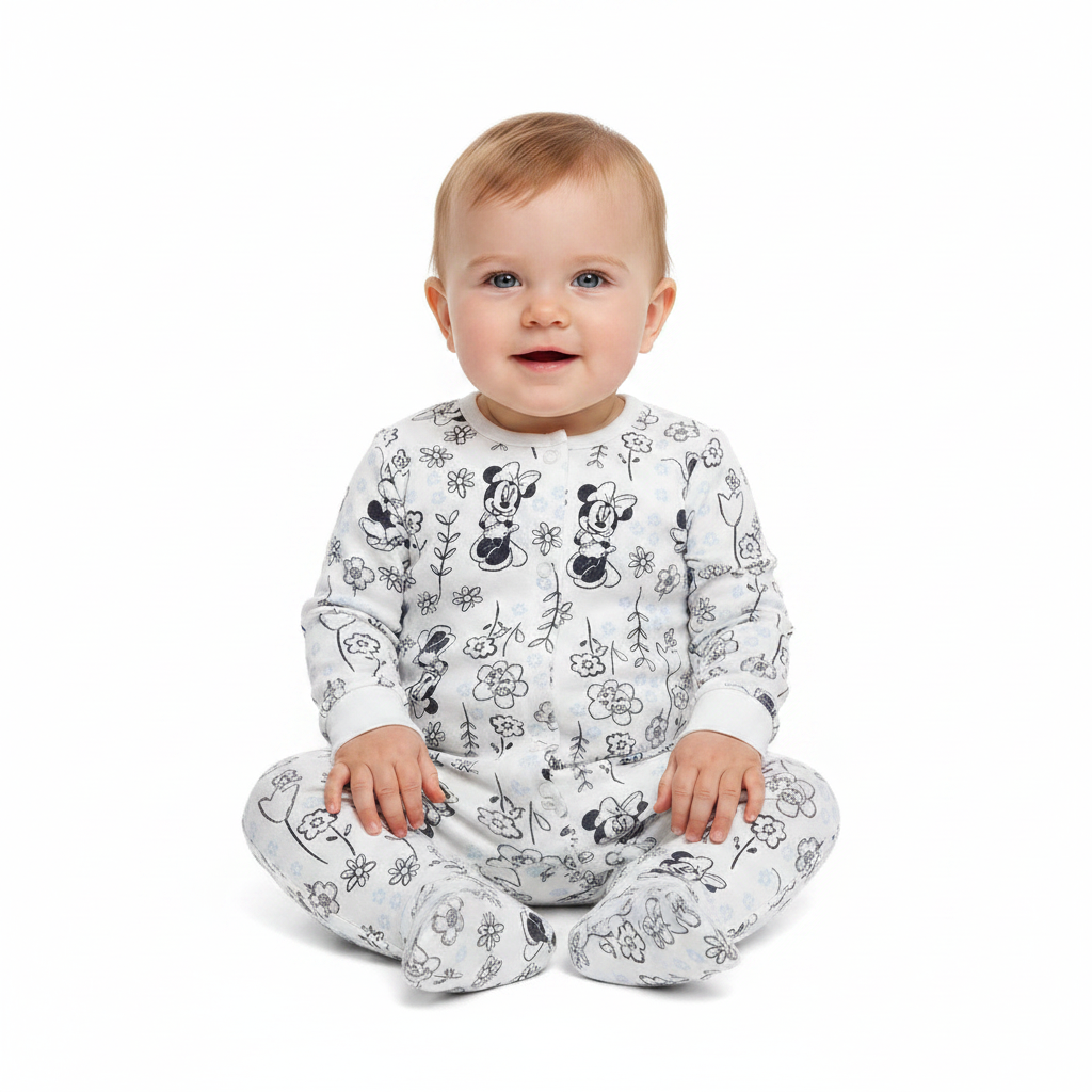 Minnie Mouse | 3pk Blue/Navy/White Floral Print Onesies | Little Gecko