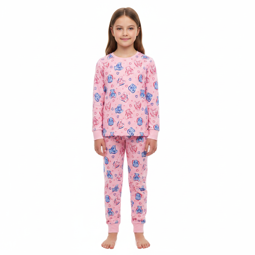 Lilo & Stitch | Pink Hearts Long Pyjamas | Little Gecko