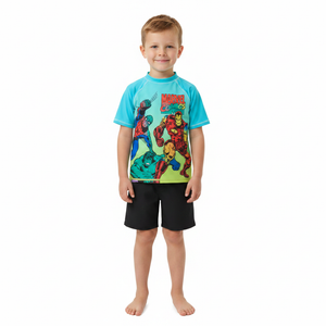 MARVEL COMICS Blue Rashie Swim Top