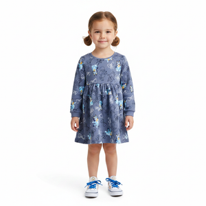 BLUEY Dusty Blue Long Sleeve Sweater Dress
