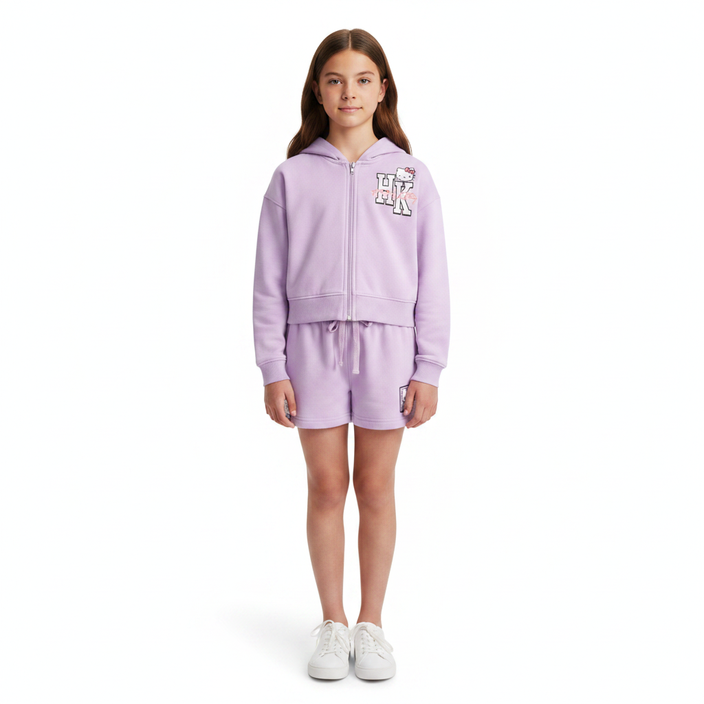 HELLO KITTY Hooded Zip Up Jacket & Shorts Set