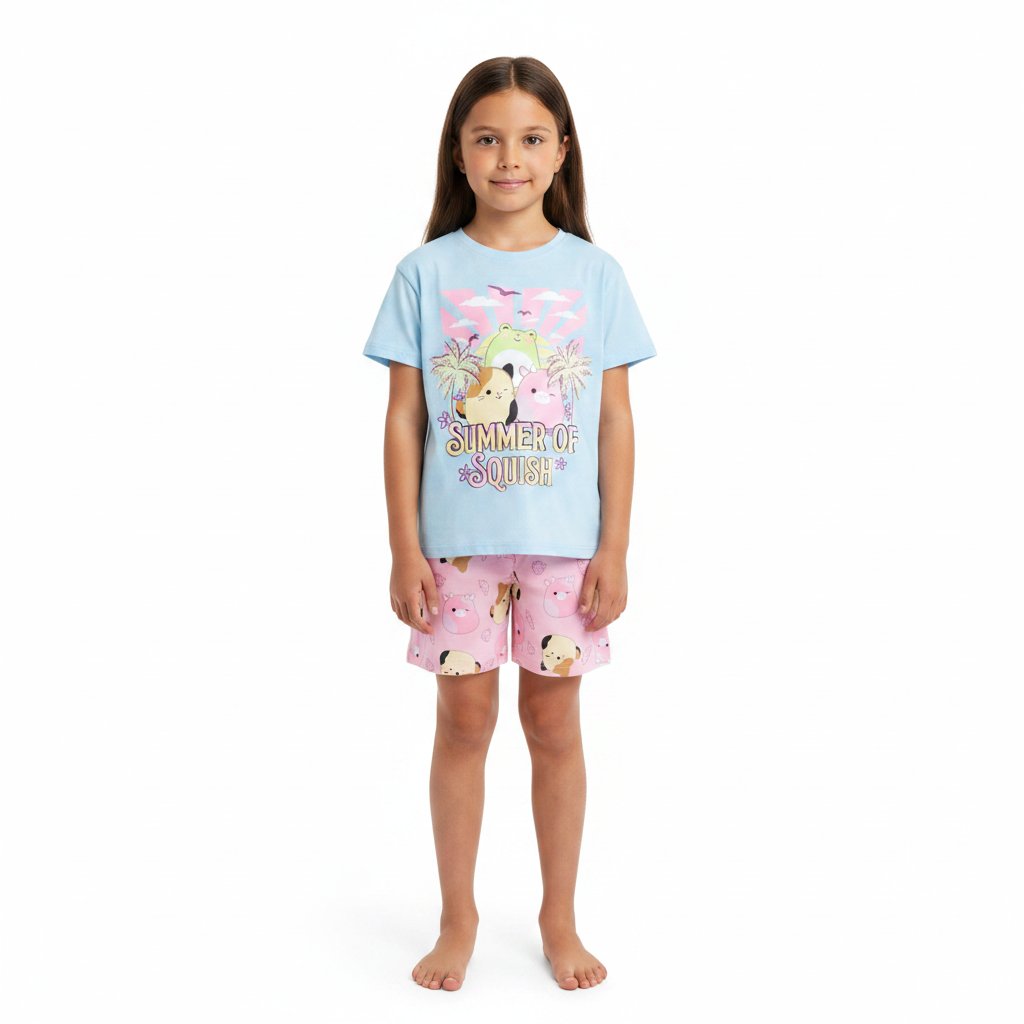 Squishmallows | Blue/Pink Shortie Pyjamas | Little Gecko